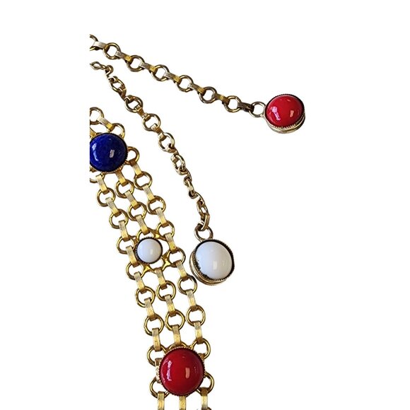 Vintage Bezel Set Glass Cab Dangling Belt (A1852)
